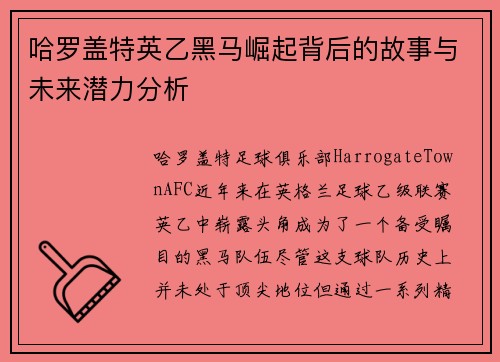 哈罗盖特英乙黑马崛起背后的故事与未来潜力分析